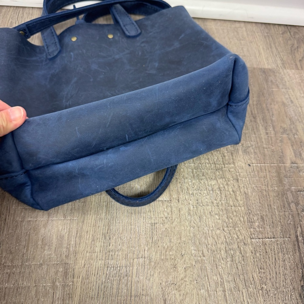 Portland Leather Goods Mini Crossbody Deep Water Blue Tote Bag - Picture 10 of 10